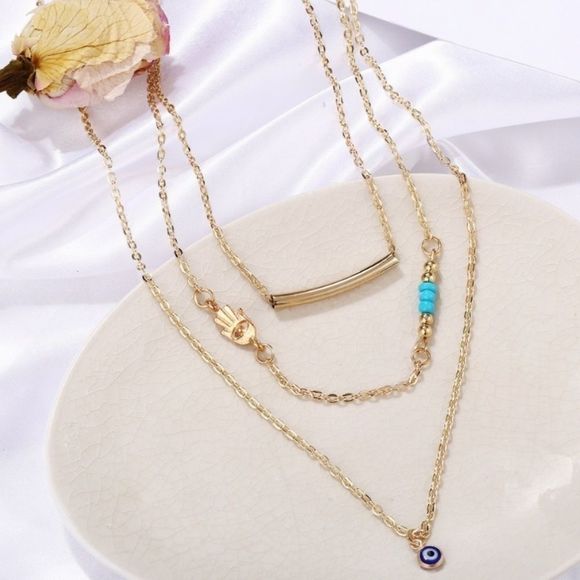 🌴🌴🌴 Nazar (evil eye) Multilayer Necklace - Picture 2 of 4